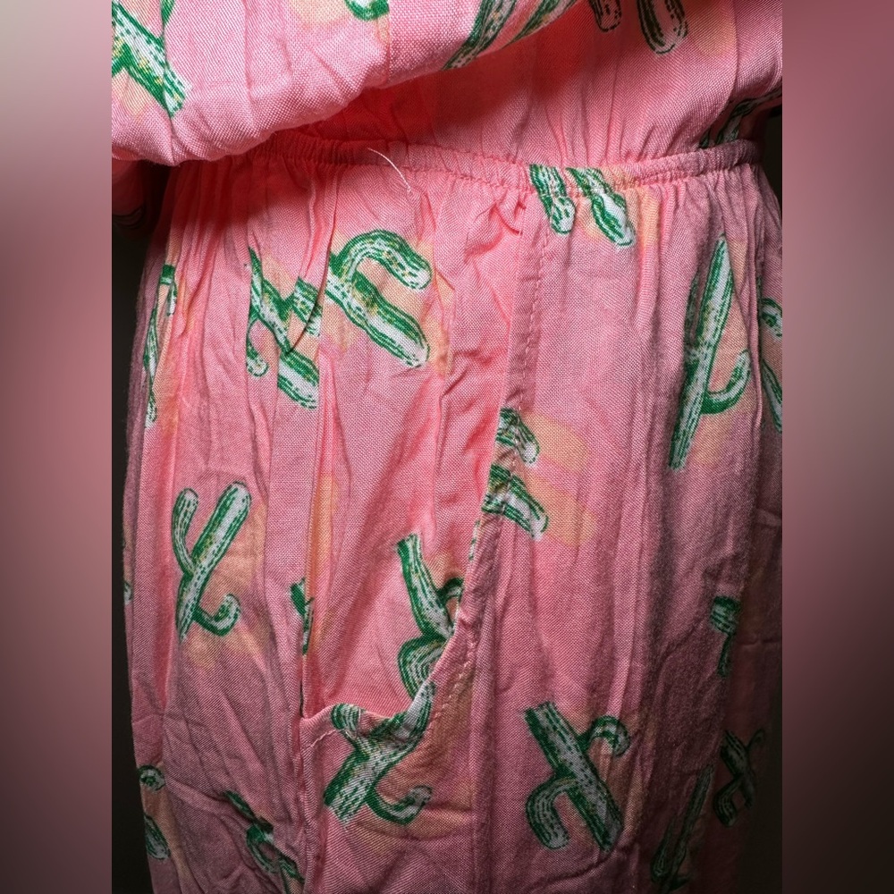 NWT 🌵 Wet Seal Cactus Print Romper Pink Green Summer Beach Cute Boho Festival M - Picture 8 of 13